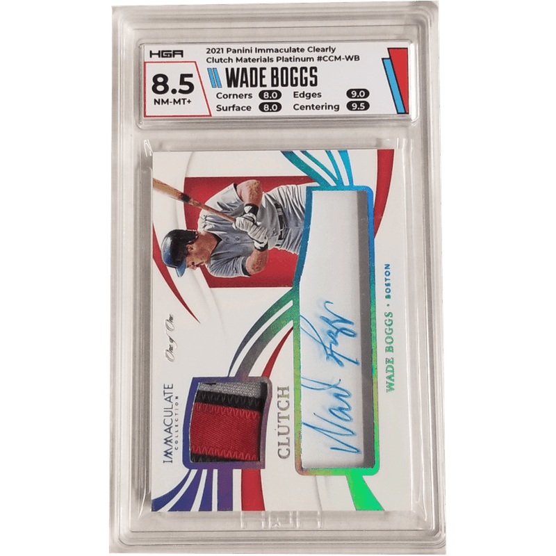 Wade Boggs 2021 Panini Immaculate Clearly Clutch Materials Platinum #CCM-WB HGA 8.5