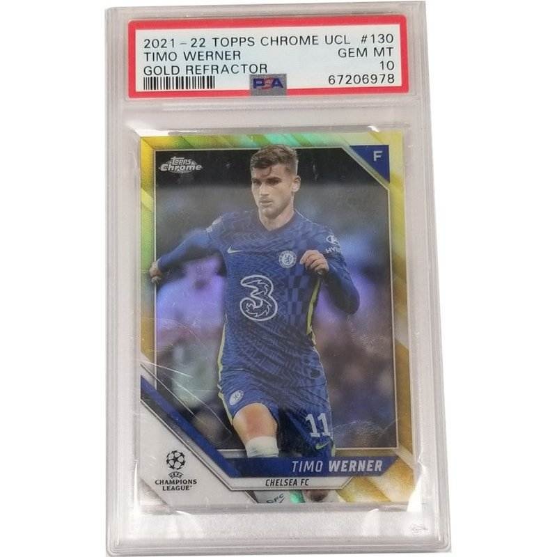 Timo Werner 2021-22 Topps Chrome UCL Gold Refractor #130 PSA 10