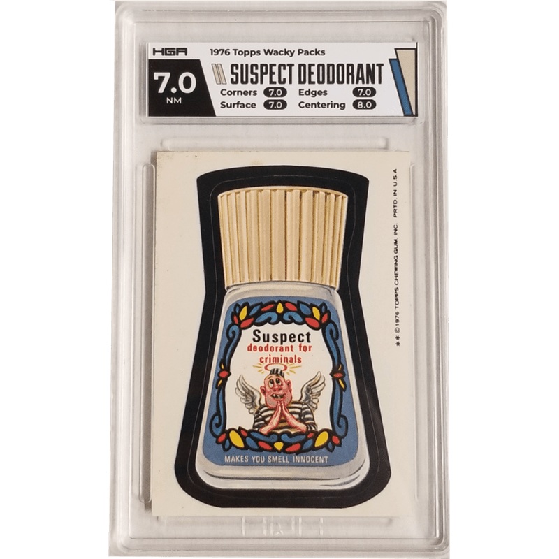 1976 Topps Wacky Packs – Suspect Deodorant HGA 7.0