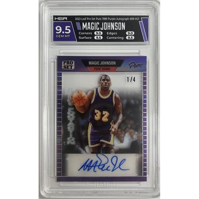 Magic Johnson 2023 Leaf Pro Set Pure 1989 Purple Autograph #89-MJ1 HGA 9.5