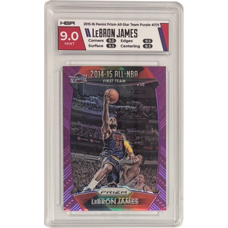LeBron James 2015-16 Panini Prizm All-Star Team Purple #375 HGA 9.0