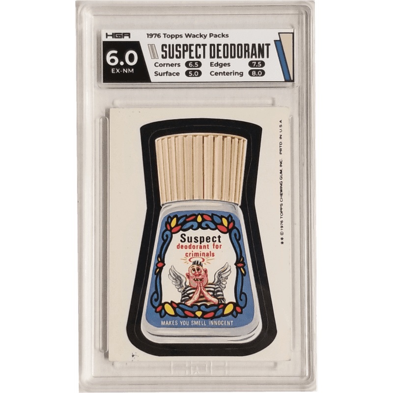 1976 Topps Wacky Packs – Suspect Deodorant HGA 6.0