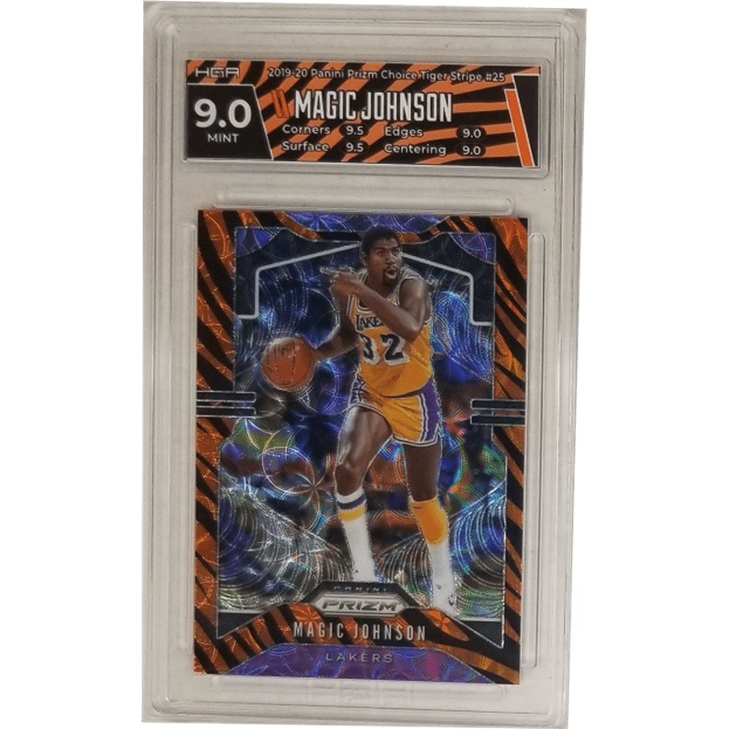 Magic Johnson 2019-20 Panini Prizm Choice Tiger Stripe #25 HGA 9.0