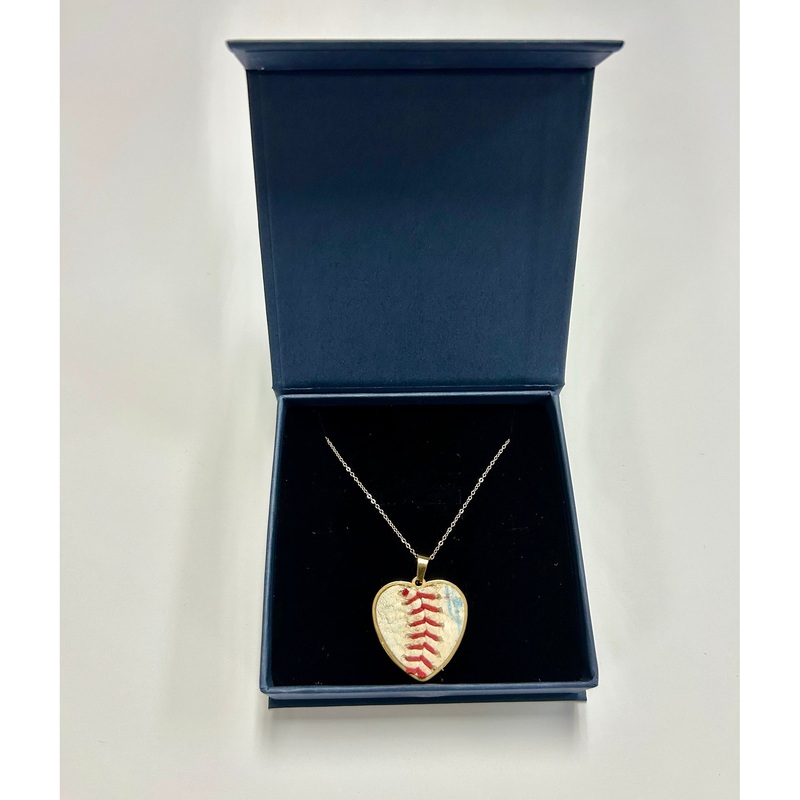 Baseball Seam Gold Heart Pendant Necklace