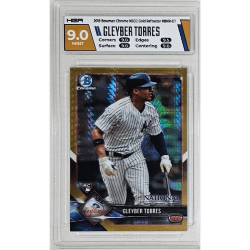Gleyber Torres: 2018 Bowman Chrome NSCC Gold Refractor #BNR-GT HGA 9.0