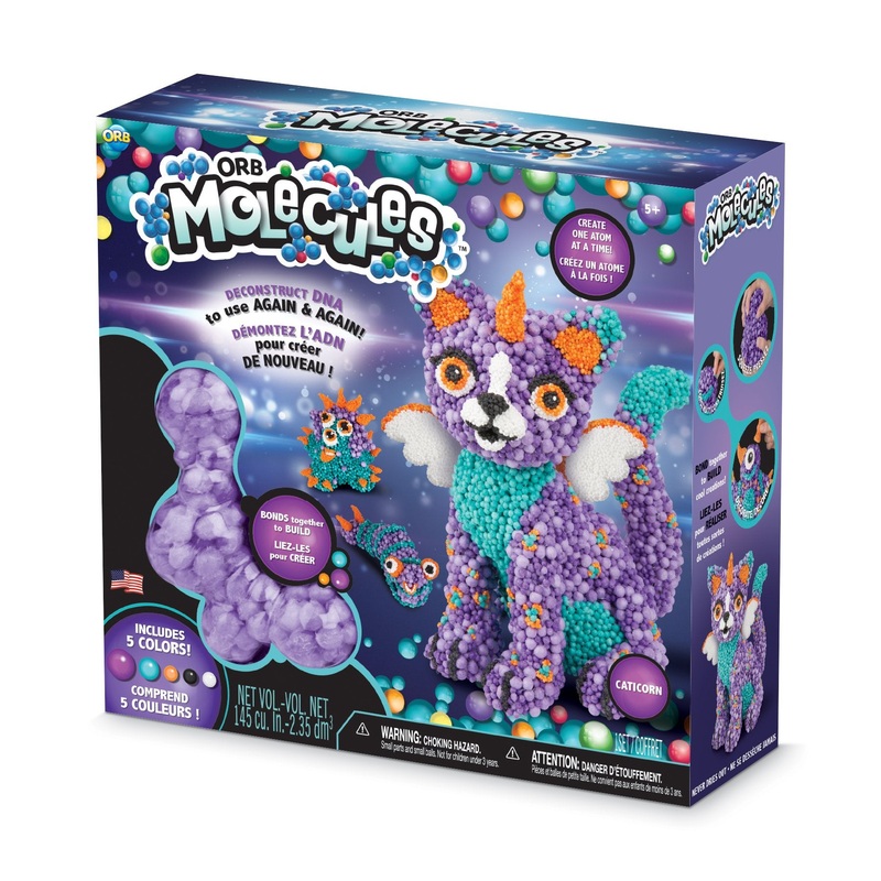 The Orb Factory Orbmolecules Caticorn Never Dries Compound, Purple/Aqua/Orange, 9.44′ X 3.44′ X 8.44′ -Packaging May Vary