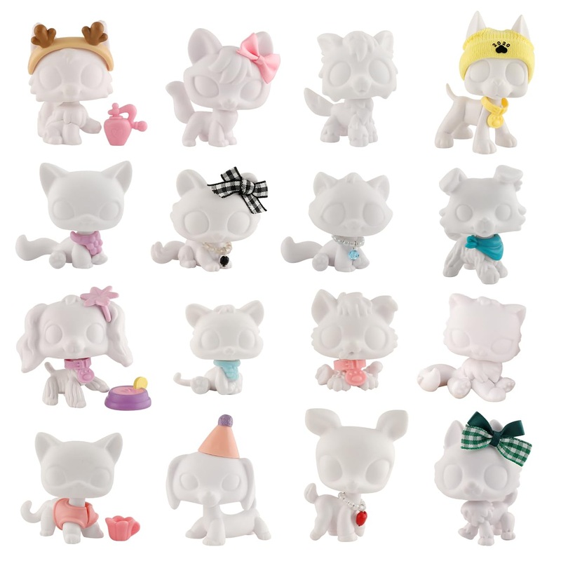 16pcs/Lot White Base for Pet Shop Cat Dog Fox Timber Wolf Sitting Cat Persian Cat Collie Deer Great Dane Cocker Spaniel Dachshun