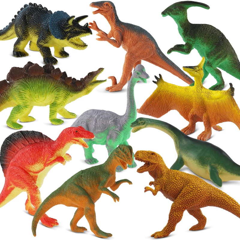 Zippytots Dinosaur Toys for Kids 3-5, 10 PCS Realistic Plastic Dinosaur Figure Toy Set Including T-Rex, Stegosaurus, Spinosaurus