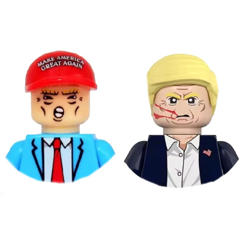 2PCS/Set 1.8” Trump Parody Characters Mini Action Figures Building Blocks, Miniature Figurines Toys Cake Toppers (Political Sat