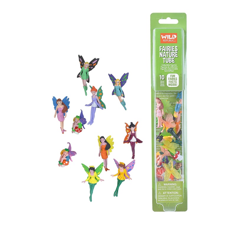 Wild Republic Fairy Figurines Tube, Fairy Toys, Ten Fairy Figures With Five Different Poses All With Different Hair And Outfit Colors , 10 Piece Set