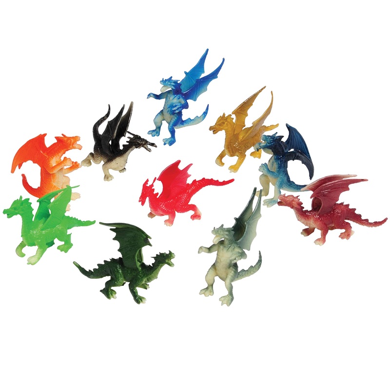 U.S. Toy Assorted Color And Design Mini Dragon Action Figures (12), 36 Months – 10 Years