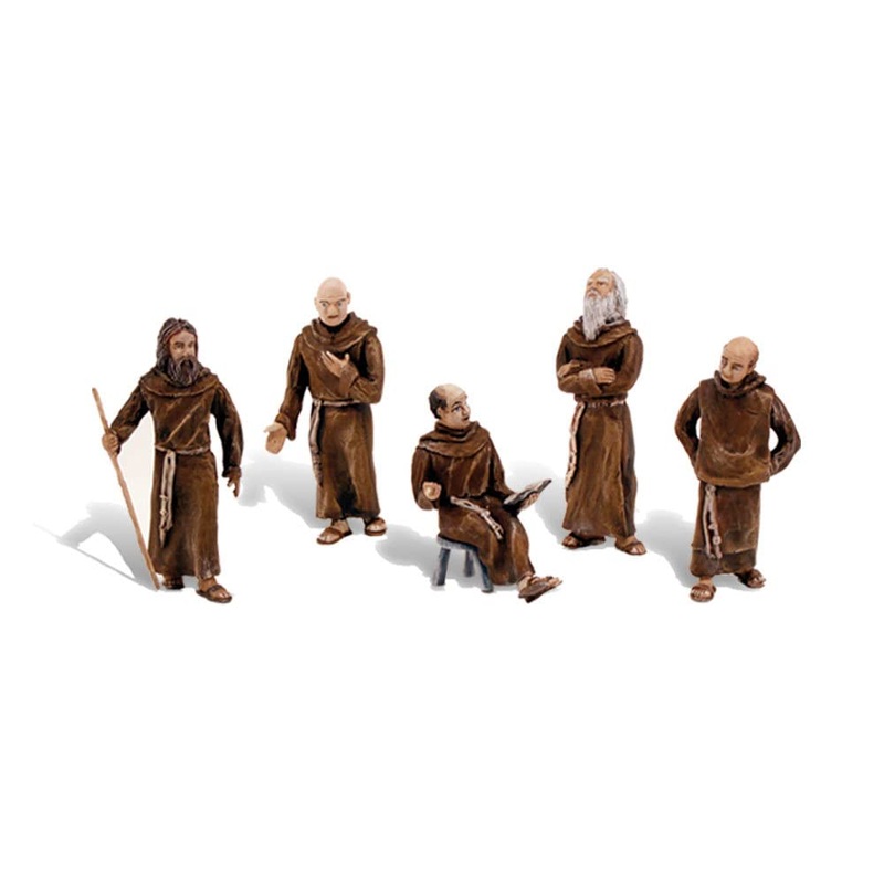 Woodland Scenics Sp4453 1.5-Inch Scene Setters Figurine, Friars/Monks, 5/Pack