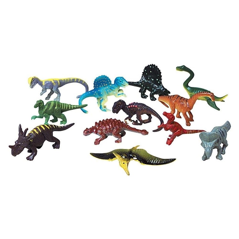 Dozen Small Toy Dinosaurs: 2.5 Inch Plastic Toy Dino Figures