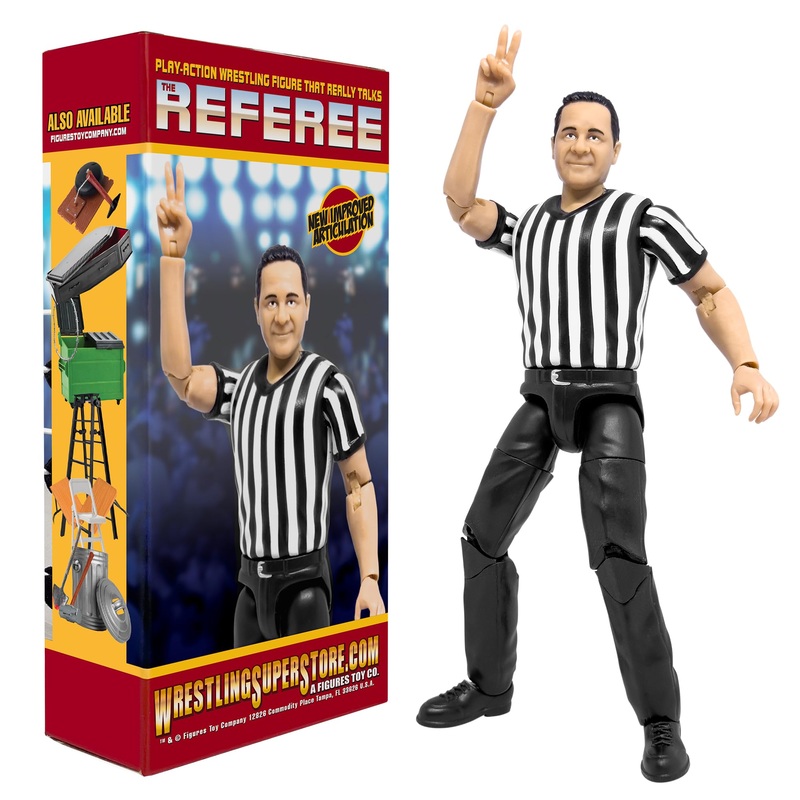 Figures Toy Company Ultimate Three Counting & Talking Wrestling Referee Action Figure with Deluxe Articulation for Wrestling Act