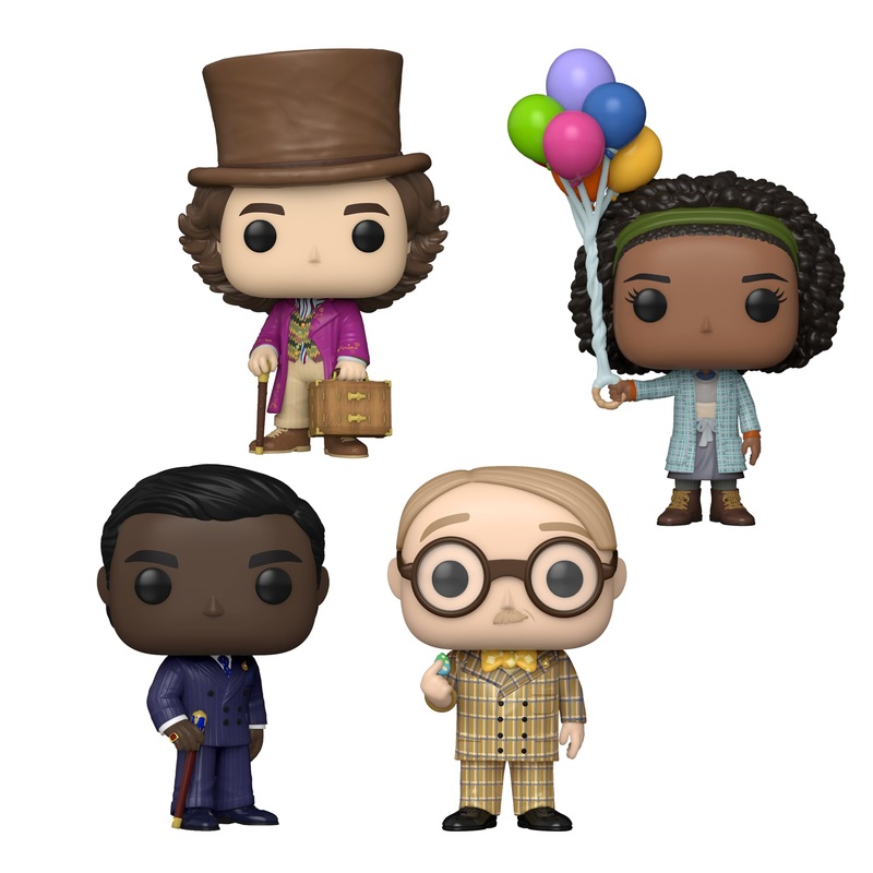 Wonka (2023) Funko Pop! Movies Complete Set (4) Willy Wonka, Prodnose, Noodle And Slugworth