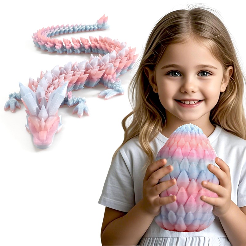 3D Printed Dragon,Dragon Eggs with Dragon Inside,Surprise Dragon Egg Toy,19” Full Articulated Crystal 3D Dragon(Giant Dragon Eg