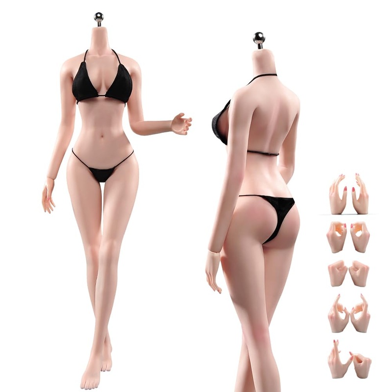 1/6 Scale Female Body,12inch Super Flexible Seamless Female Figure Body Makeup Version with Undetachable Feet Tall and Slender M