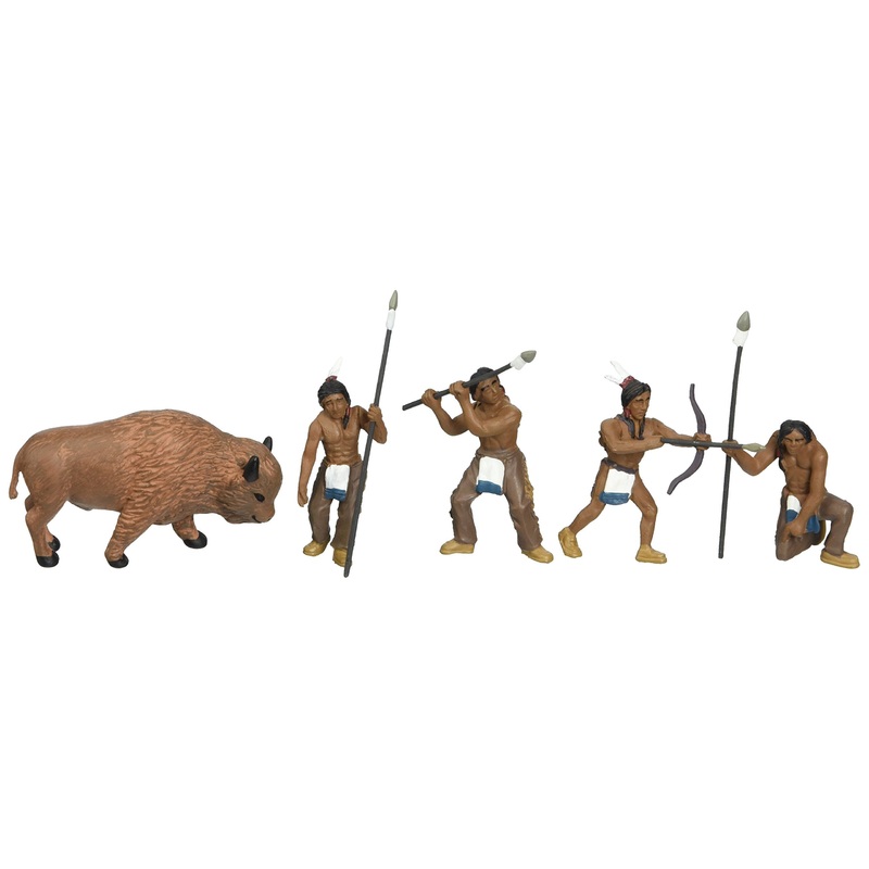 Woodland Scenics Sp4444 1.5-Inch Scene Setters Figurine, Natives/Buffalo, 5/Pack